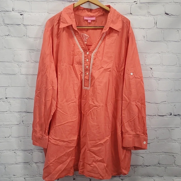 Woman Within Tops - Woman Within Coral Crochet V Neck Shirt Size 3x NWOT